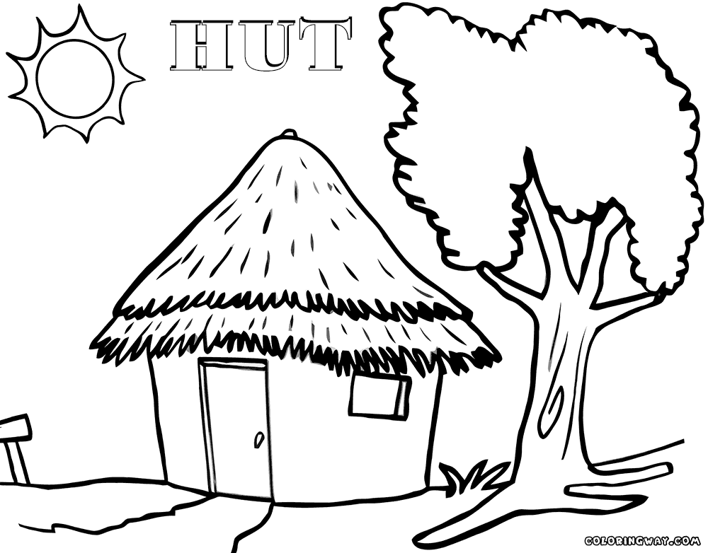 √ Hut coloring pages in 2020 | Tiki faces, Tiki hut, Coloring pages