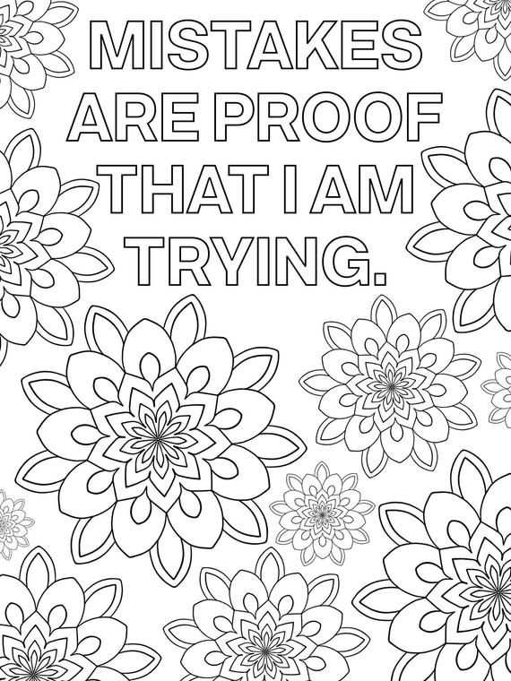 Growth Mindset Coloring Pages Printable Mandala Positive - Etsy