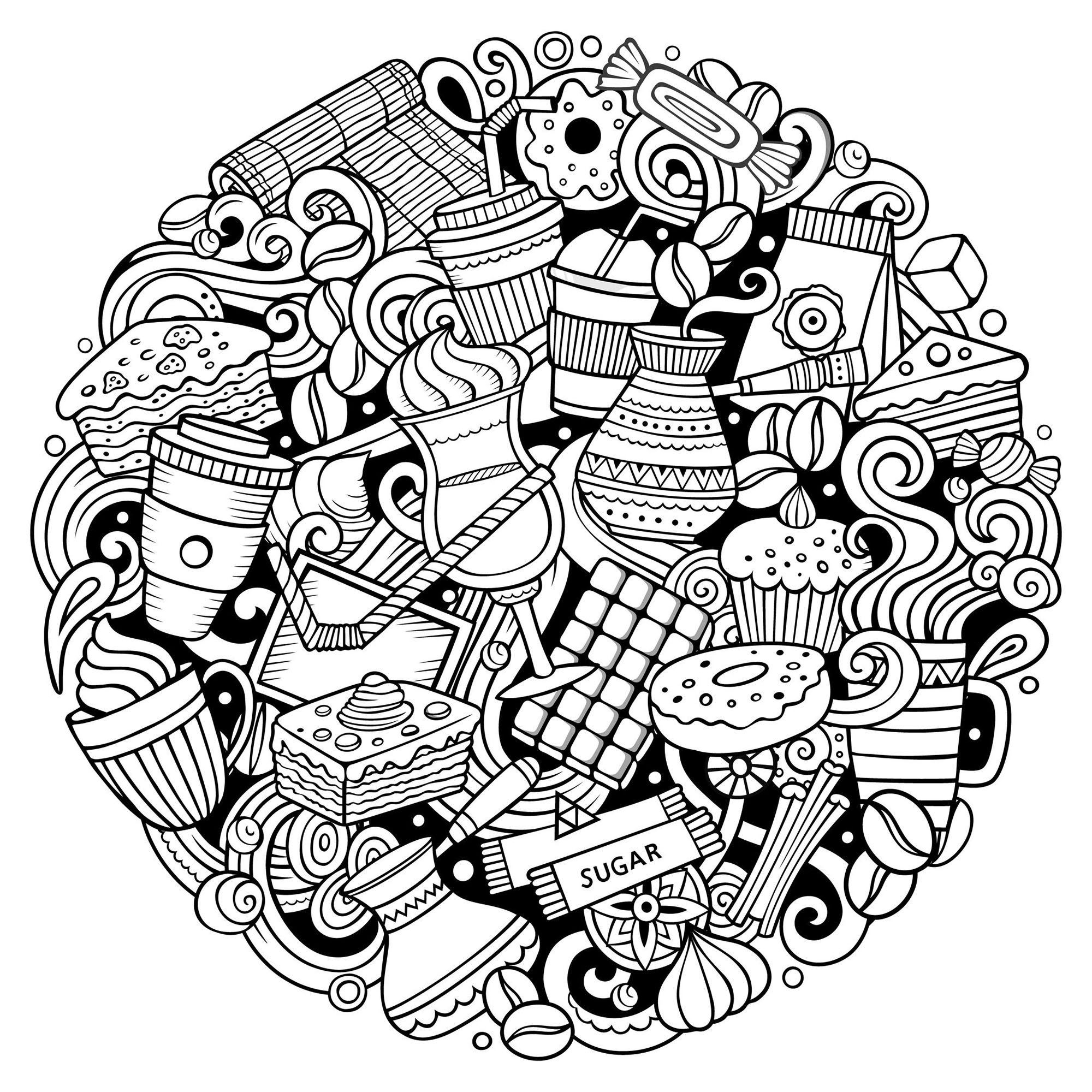 Sweet circle - Cupcakes Adult Coloring Pages