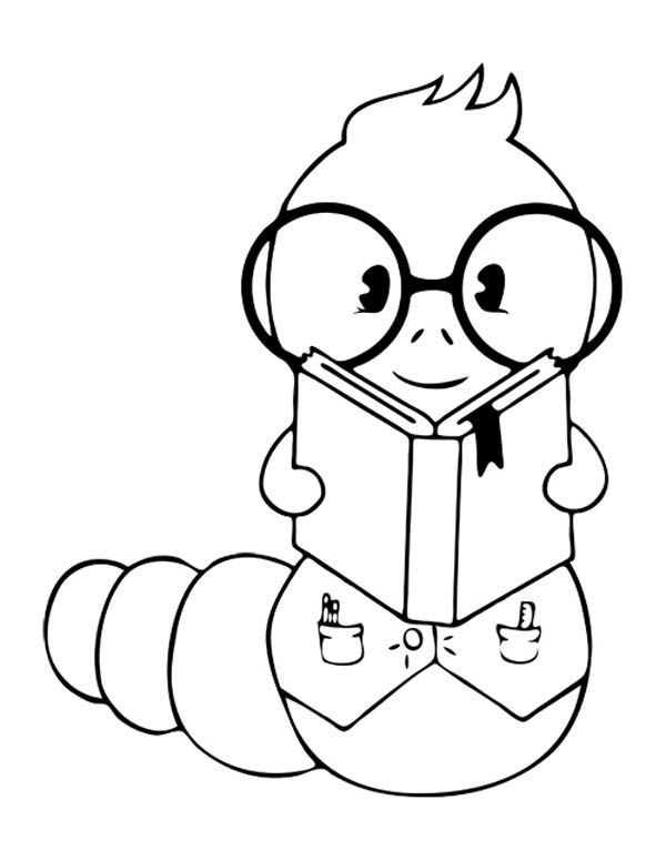 Bookworm Coloring Page Pages Sketch Coloring Page | Coloring pages, Super  hero coloring sheets, Book worms