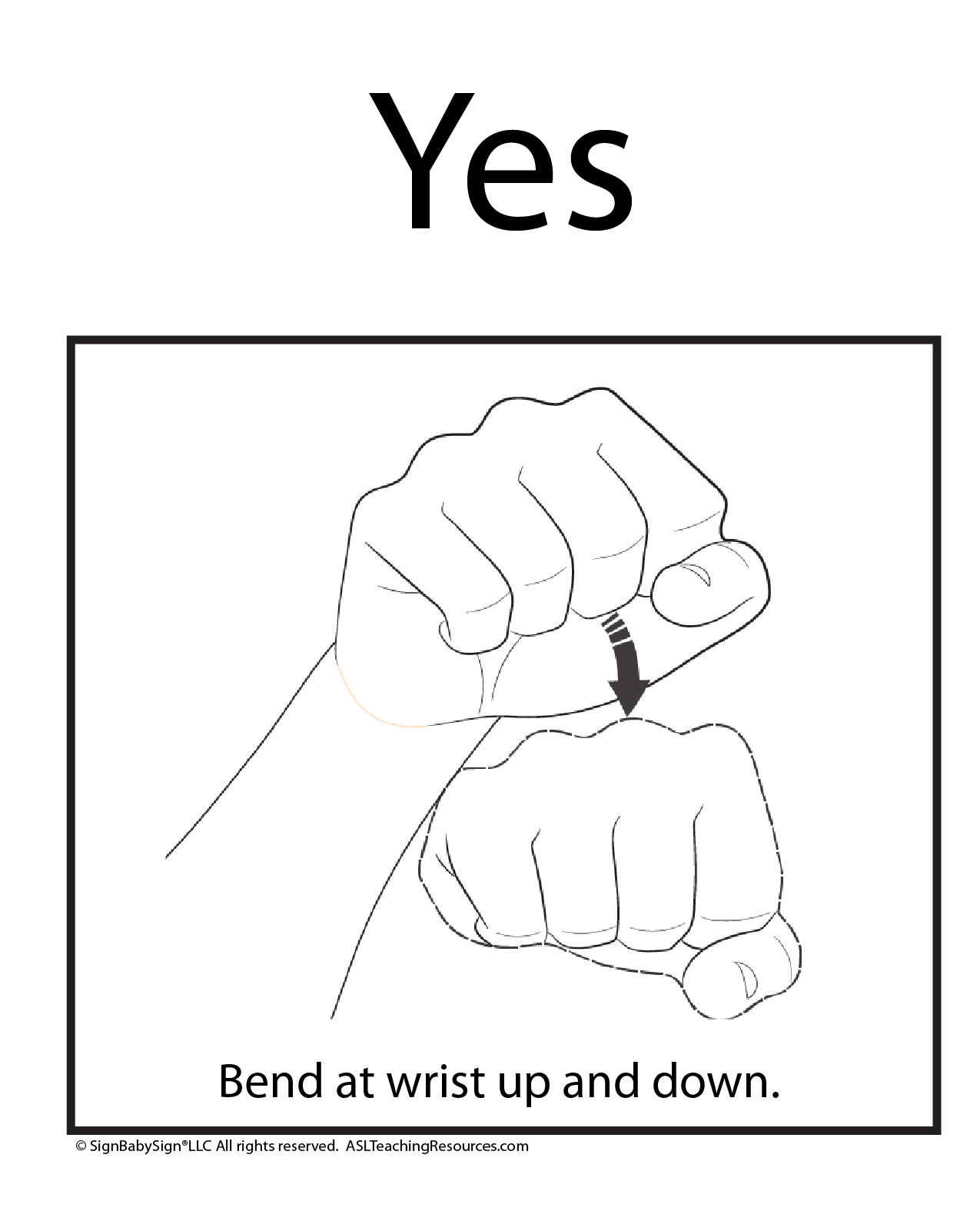 Coloring Sheet - Yes - ASL Teaching Resources