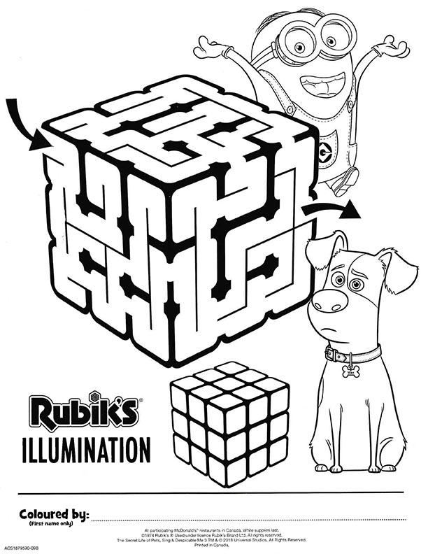 McDonalds Happy Meal Coloring and Activities Sheet – Rubik's Cube  Illumination – Kids Time