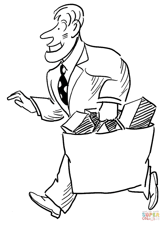 Man Runs From Shopping Mall coloring page | Free Printable Coloring Pages