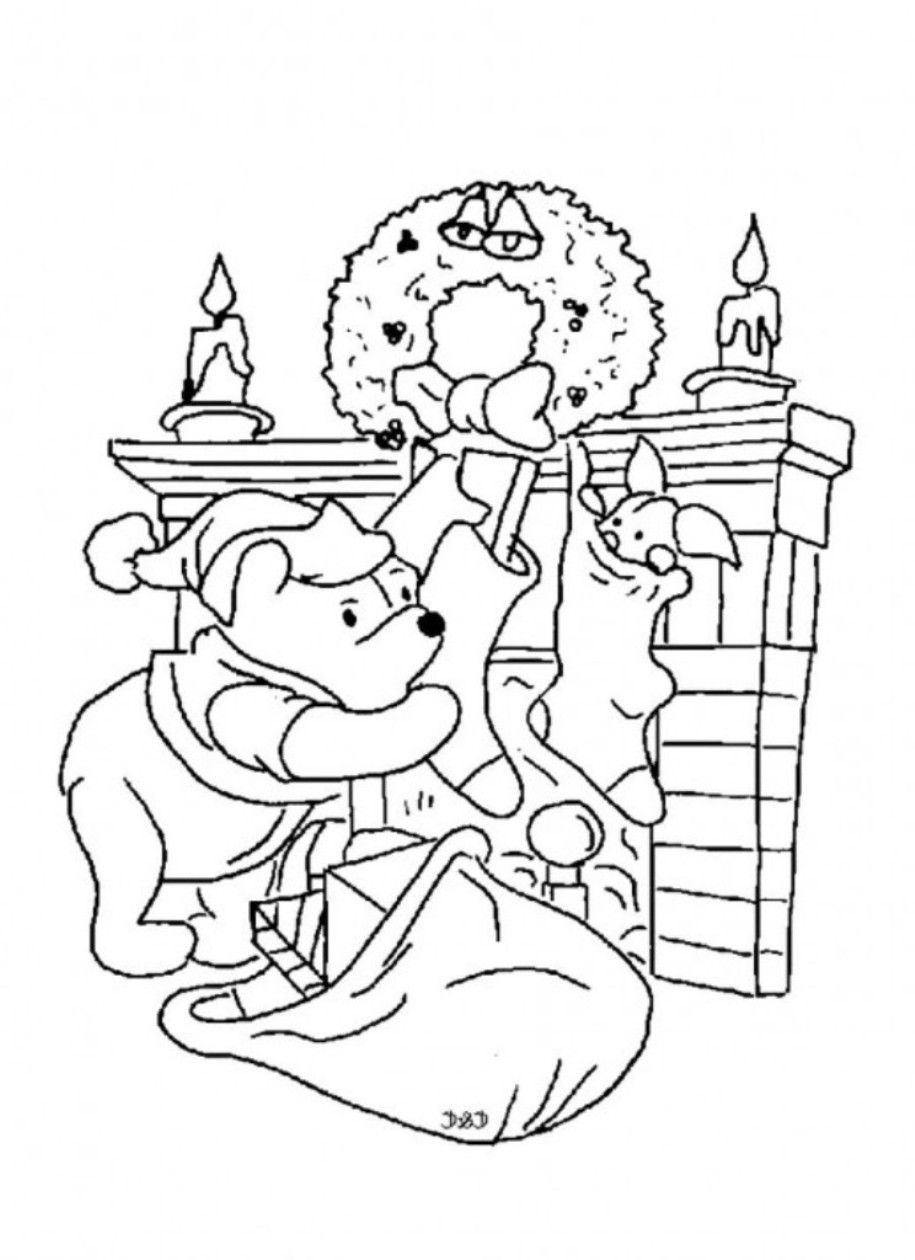 Winnie The Pooh And Piglet Christmas Coloring Page For Kids ...