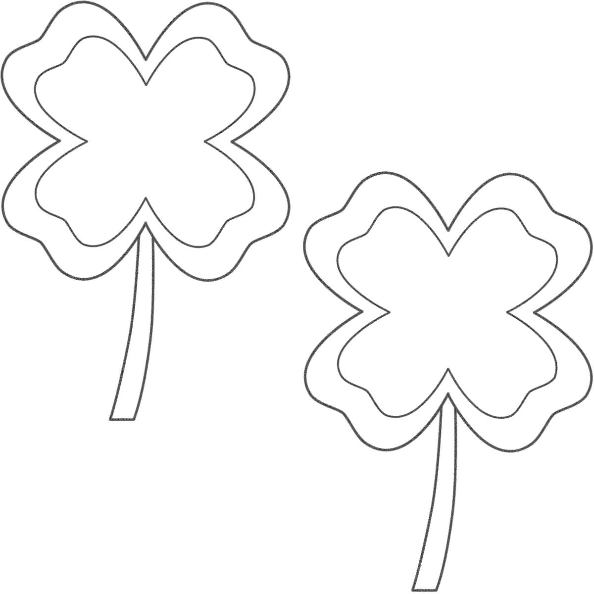 Four Leaf Clovers with border (2 clovers) - Coloring Page (St ...