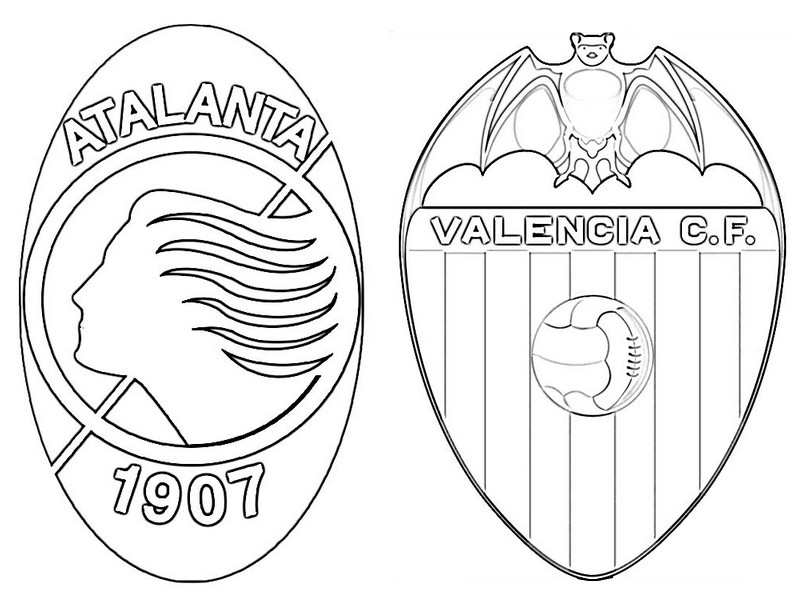 Coloring page UEFA Champions League 2020 : Round of 16 : Atalanta Bergamo -  Valencia CF 3