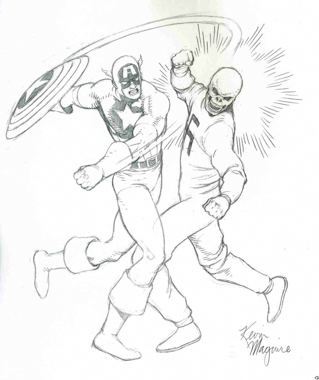 Captain America vs. the Red Skull : Kevin Maguire, in Michael Rankins's  Pencil Originals for Inking Commissions Comic Art Gallery Room