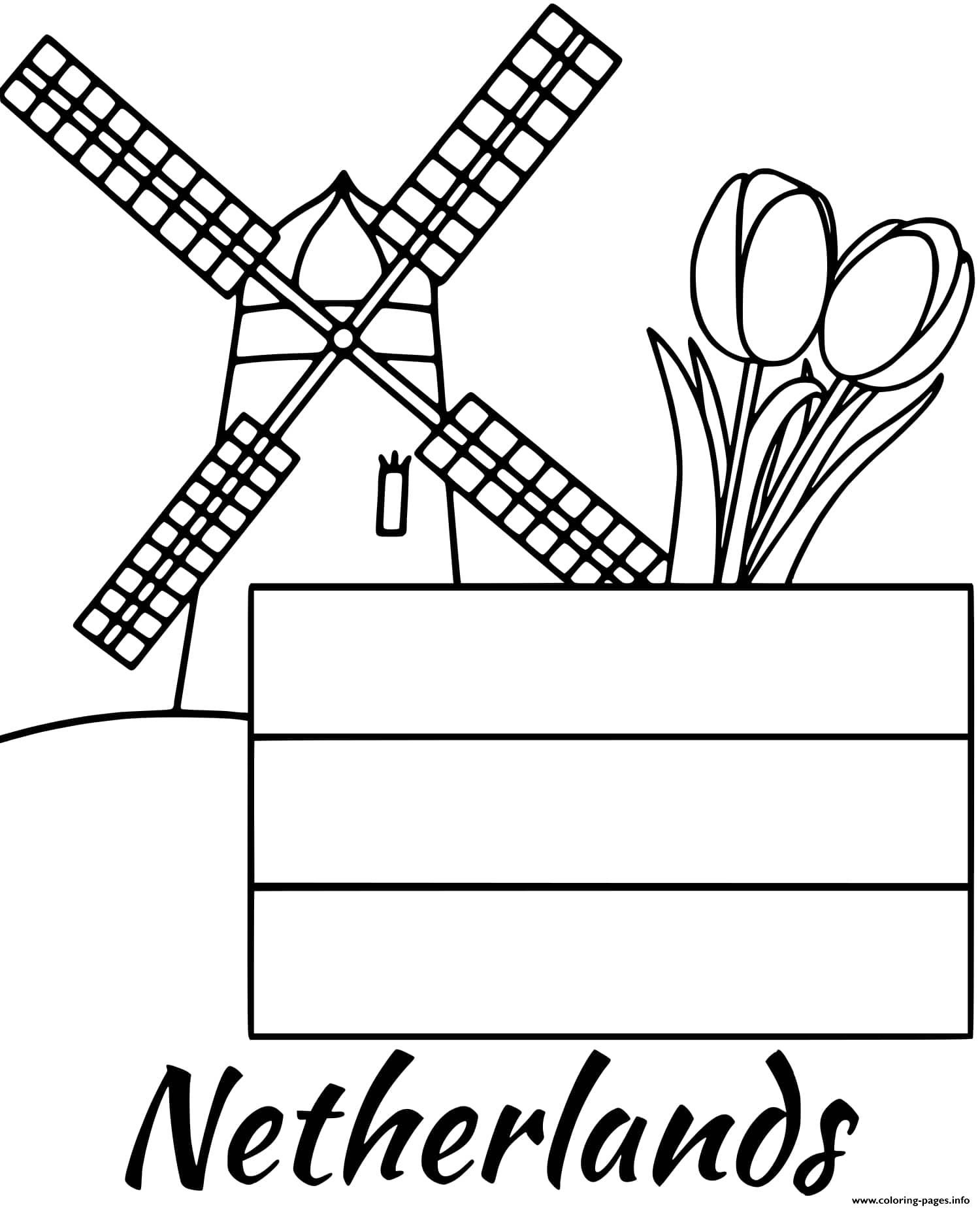 Print netherlands flag windmill ...