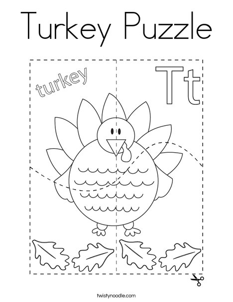 Turkey Puzzle Coloring Page - Twisty Noodle