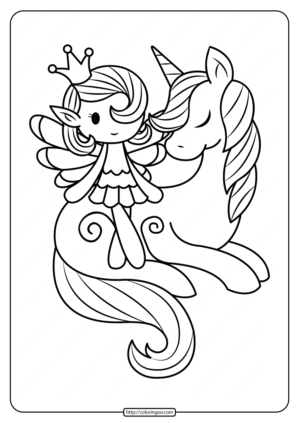 Printable Fairy And Unicorn Coloring Pages. High quality free printable pdf  coloring, drawing, pai… | Unicorn coloring pages, Fairy coloring pages,  Unicorn painting