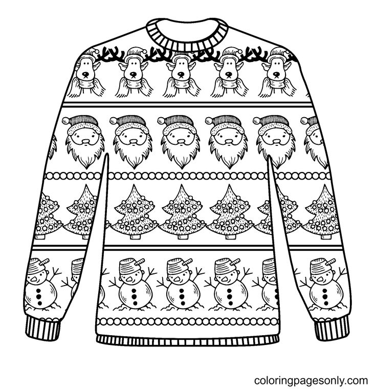 Christmas Sweater Coloring Pages ...