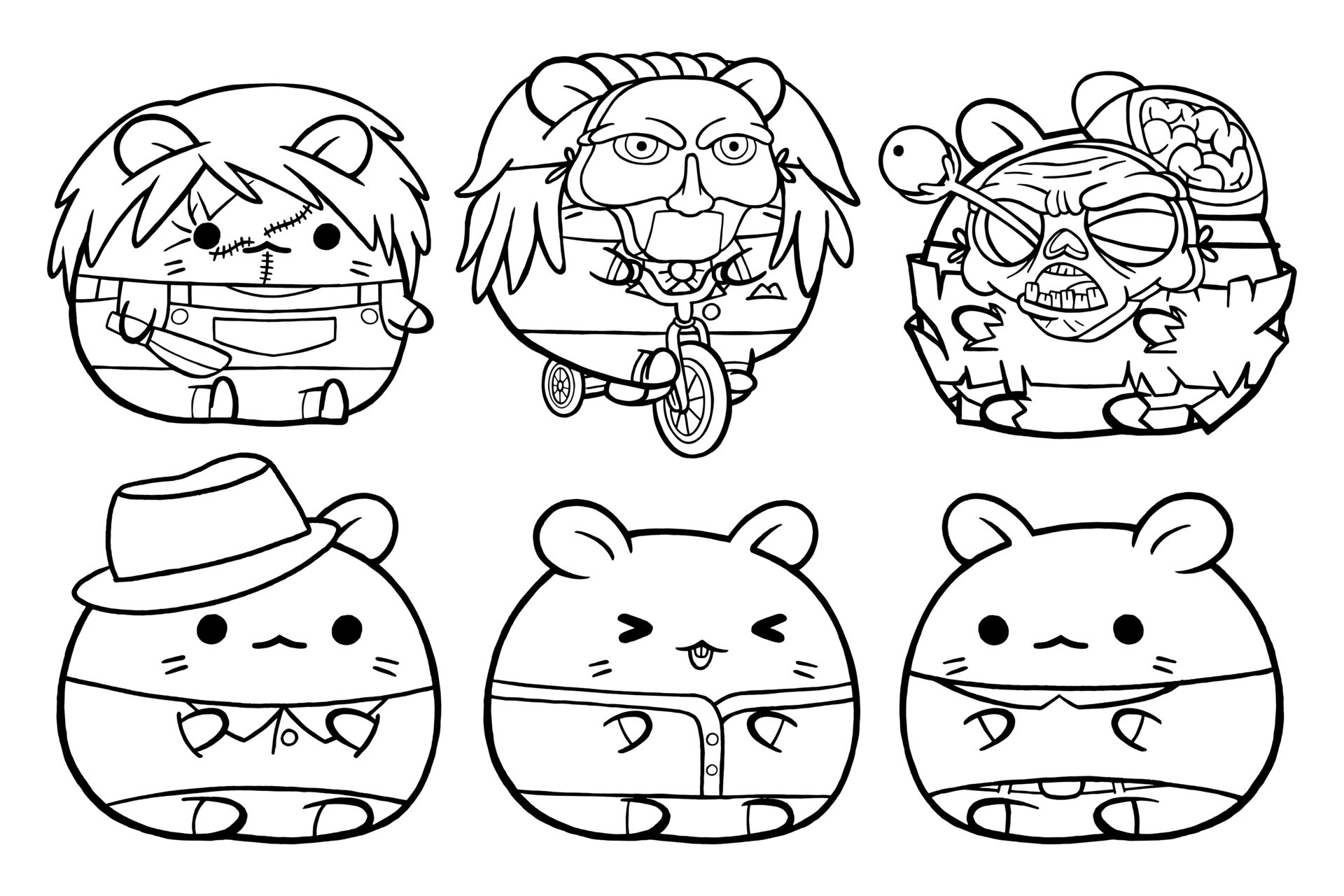 Set vector outline illustration of cute hamster character for coloring book  13726160 Vector Art at Vecteezy