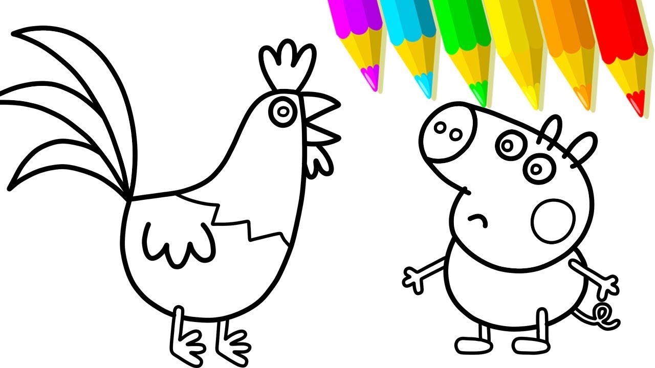 Peppa Pig George Pig w/ Chicken Coloring Book, Animals Coloring Pages  Learning Colors Videos For Kid - YouTube