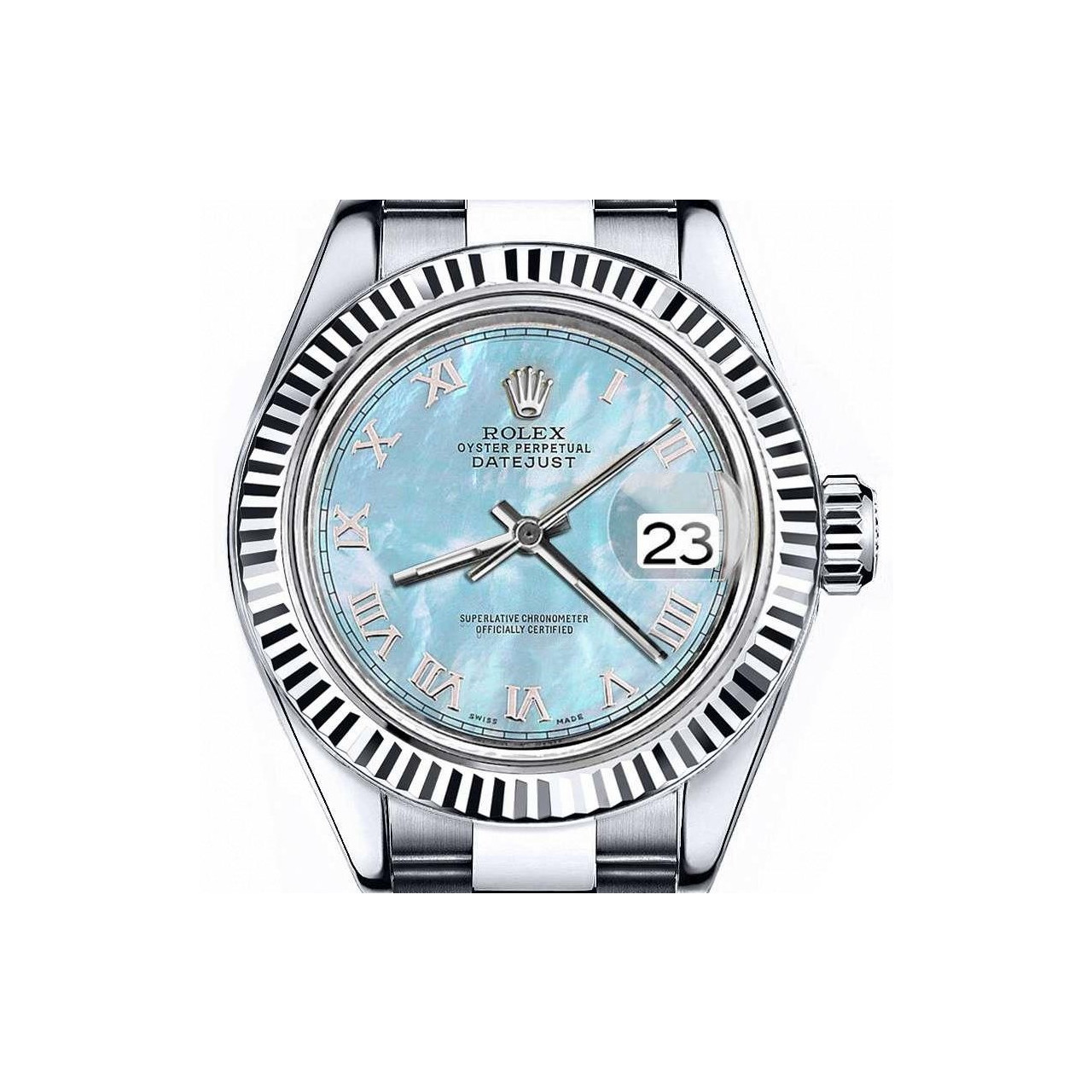 Men's Rolex 36mm Datejust Baby Blue MOP Mother Of Pearl Roman Numeral