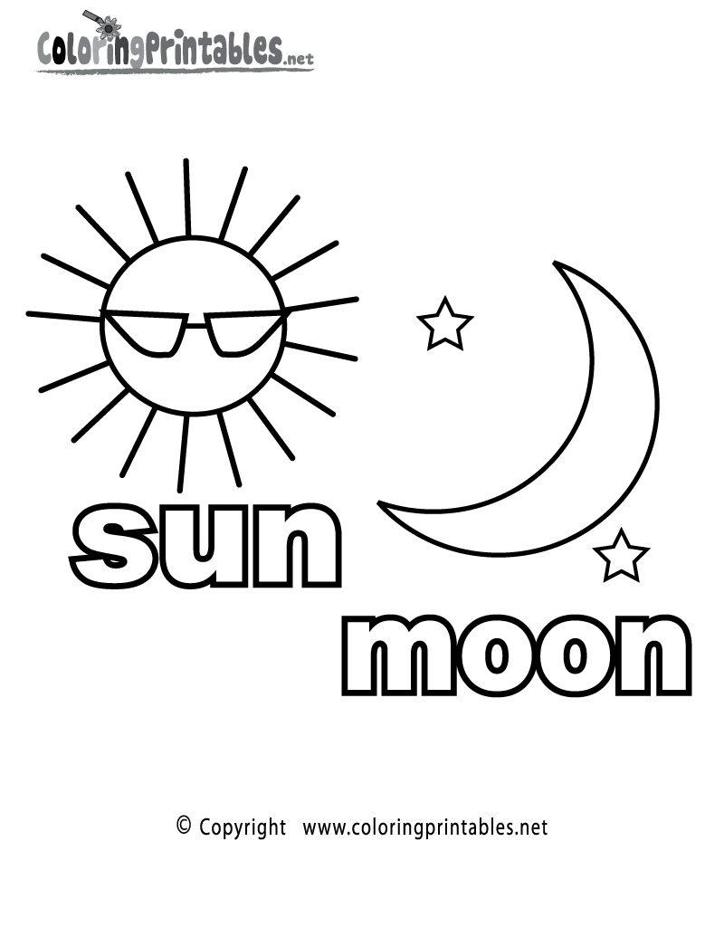 Sun And Moon Coloring - Coloring Pages for Kids and for Adults