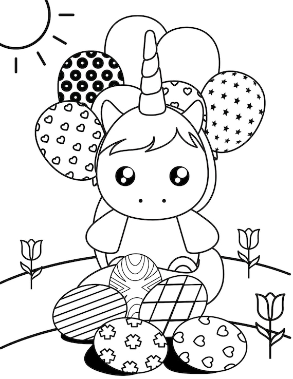 Unicorn Easter Coloring Pages Easter Coloring Easter - Etsy