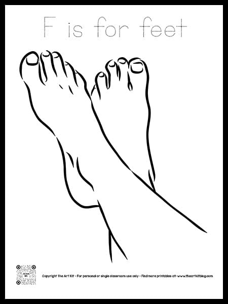 Letter F is for Feet Coloring Page, Free Printable, Dotted Font - The Art  Kit