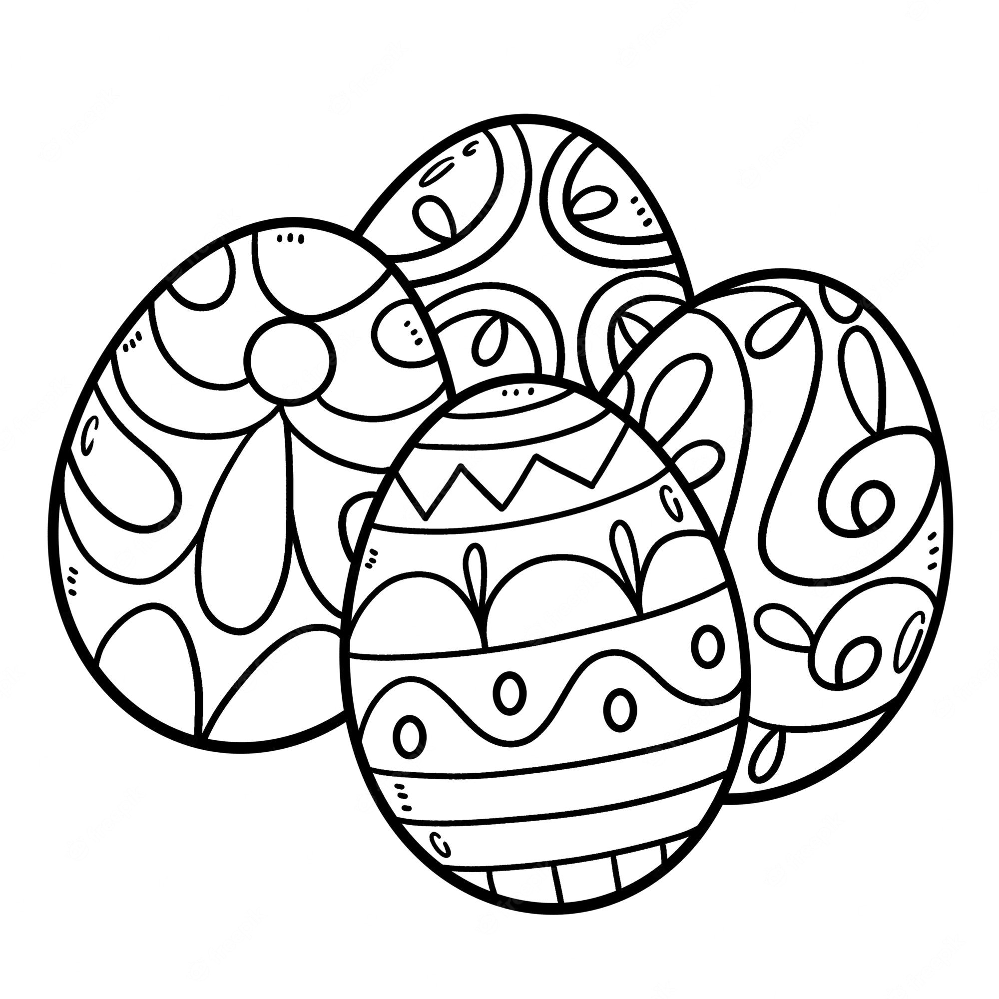 Premium Vector | Four easter eggs isolated coloring page for kids