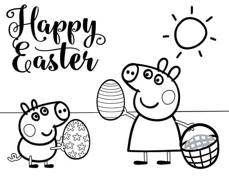 Peppa Pig and Easter Eggs Coloring Page - Free Printable Coloring Pages for  Kids