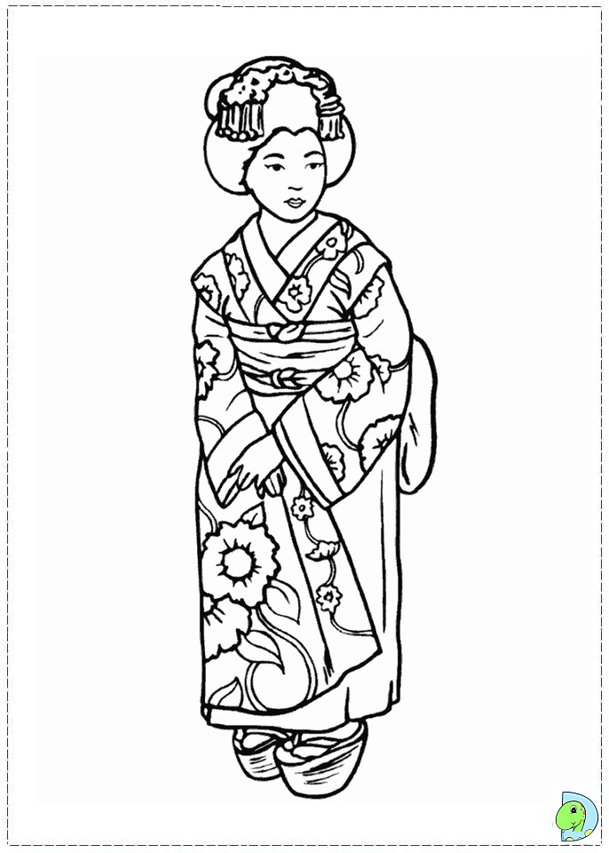 Japanese Girl Coloring page - DinoKids.org