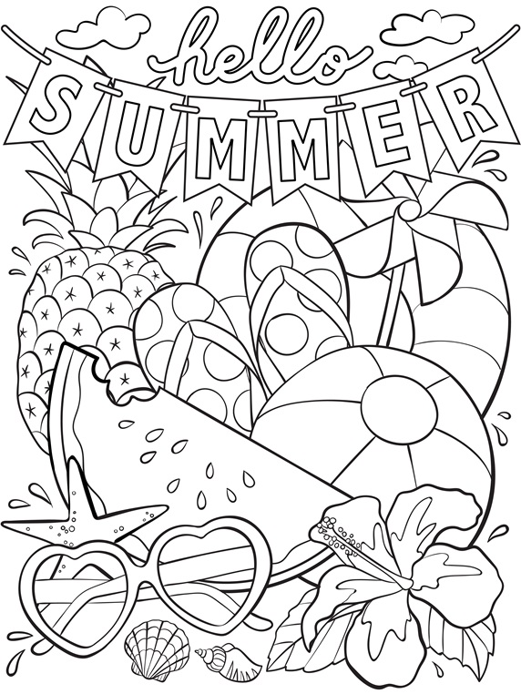 Summer Coloring Pages for Kids. Print them All for Free.