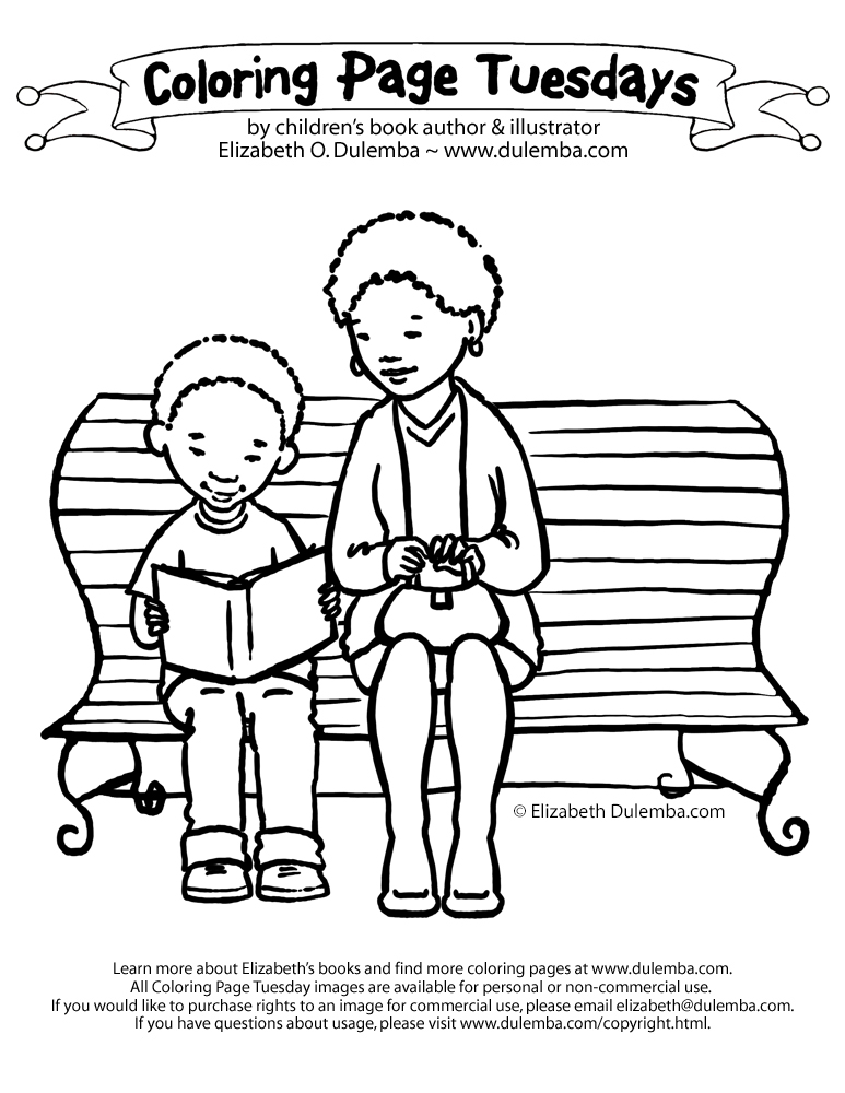 dulemba: Coloring Page Tuesdays - Reading Bench