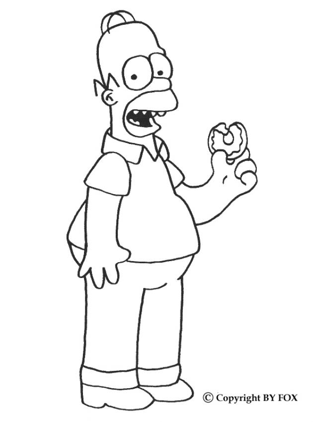 THE SIMPSONS coloring pages - Homer eating a doughnut