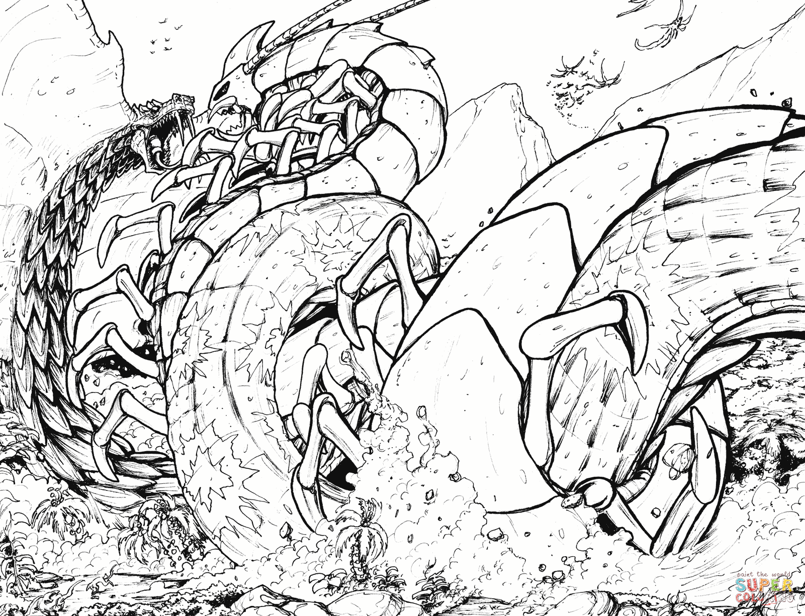 When Kaiju Worlds Collide 8 coloring page | Free Printable Coloring Pages