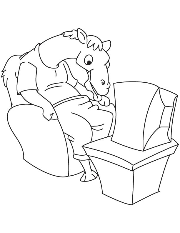 Camel watching tv coloring page | Download Free Camel watching tv coloring  page for kids | Best Coloring Pages