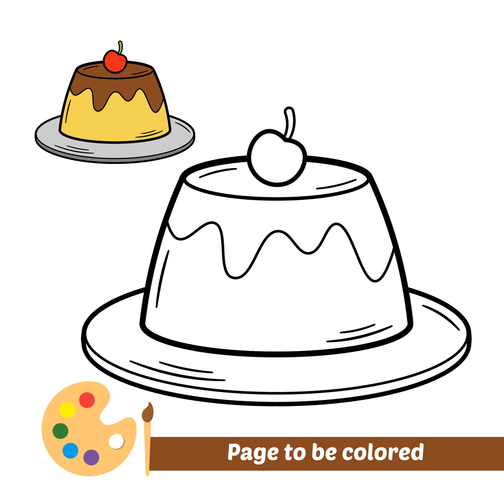 Coloring book for kids, pudding vector 4775350 Vector Art at Vecteezy