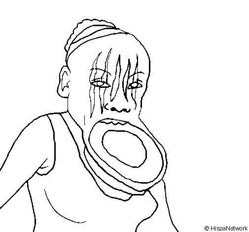 Woman with stretched lip coloring page - Coloringcrew.com