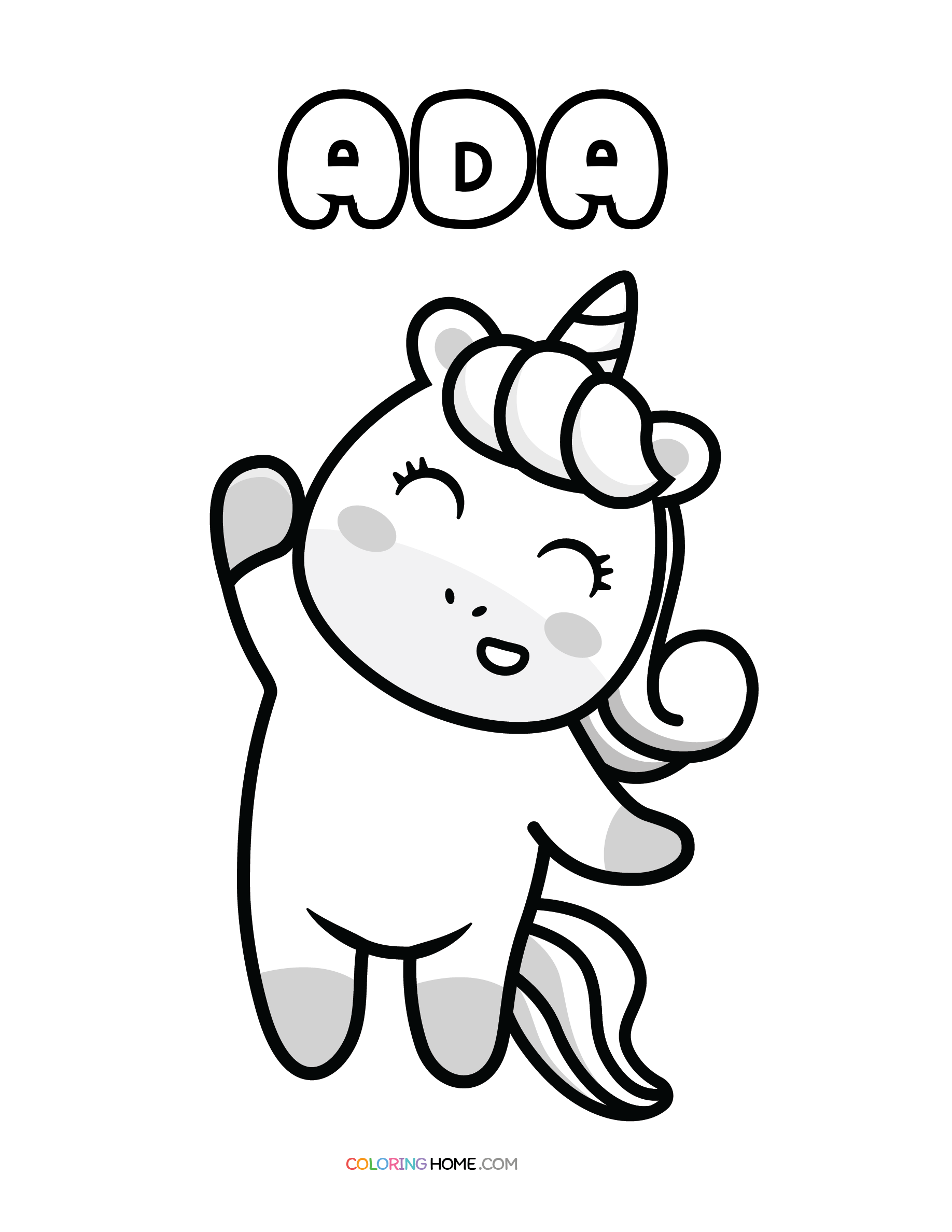 Ada unicorn coloring page