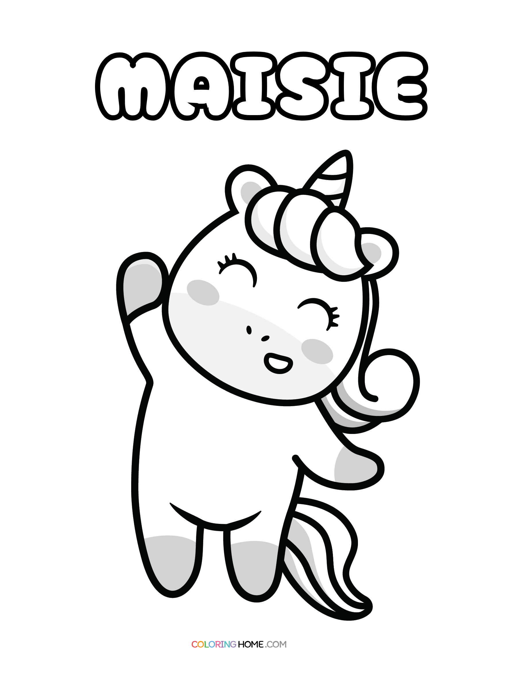 Maisie unicorn coloring page