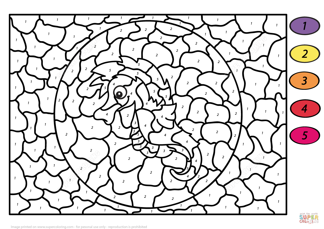 Cute Seahorse Color by Number coloring page | Free Printable ...