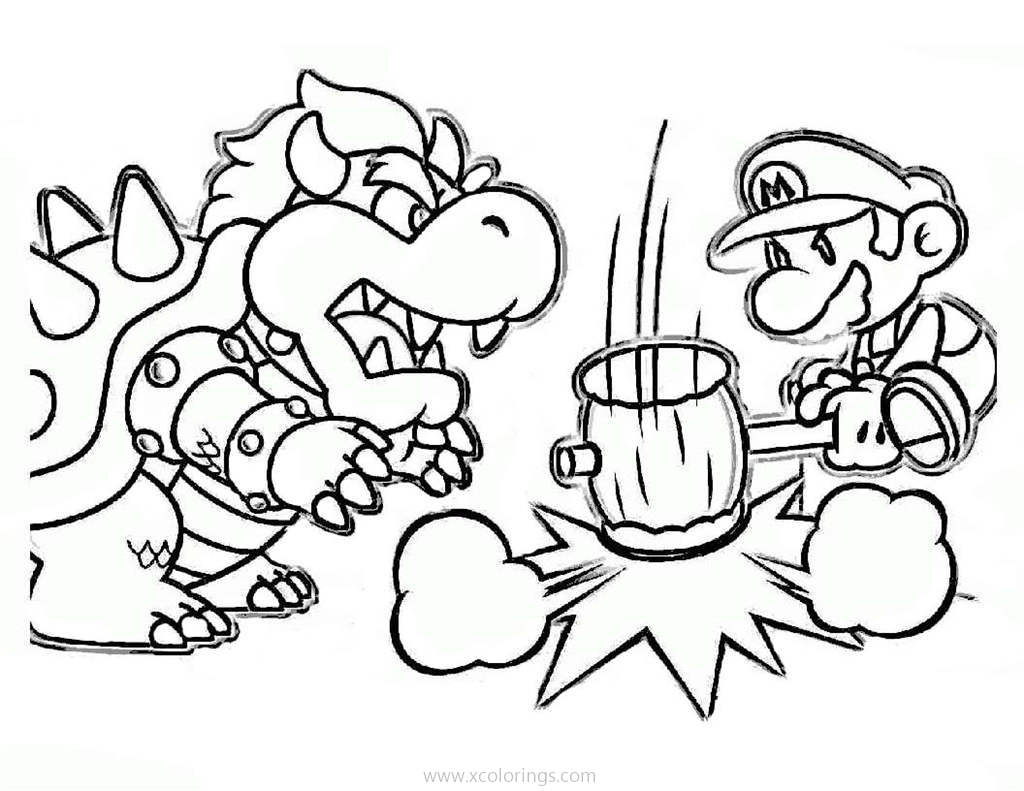 Bowser Coloring Pages with Mario - XColorings.com