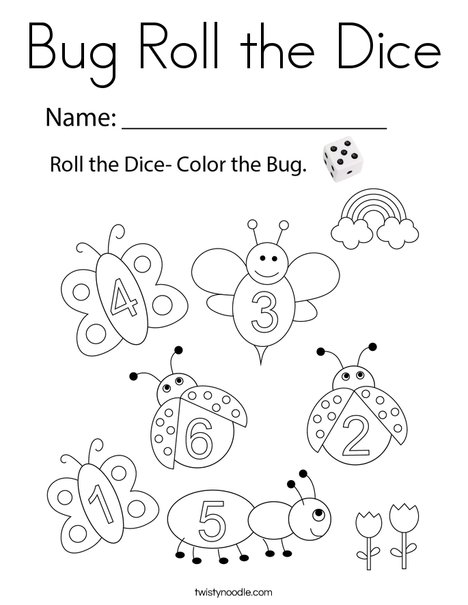 Bug Roll the Dice Coloring Page - Twisty Noodle