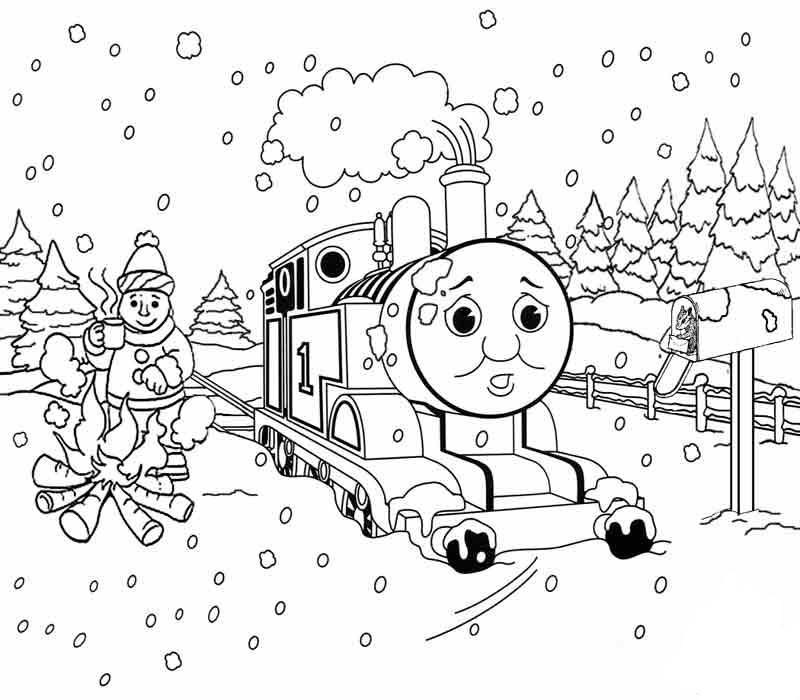 Thomas The Train Printable Winter Coloring Pages For Kids | Winter ...