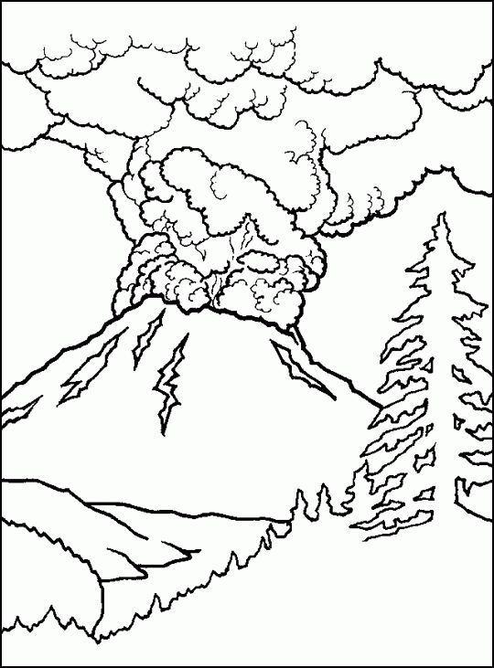 Printable volcano coloring page
