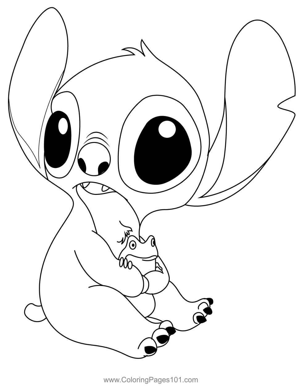 Stitch And Frog Coloring Page for Kids ...