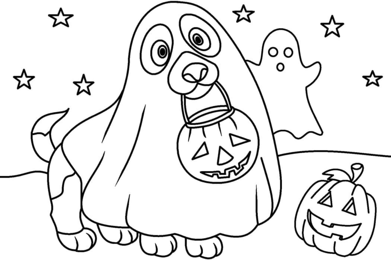Download Halloween Dog Coloring Page Picture | Wallpapers.com