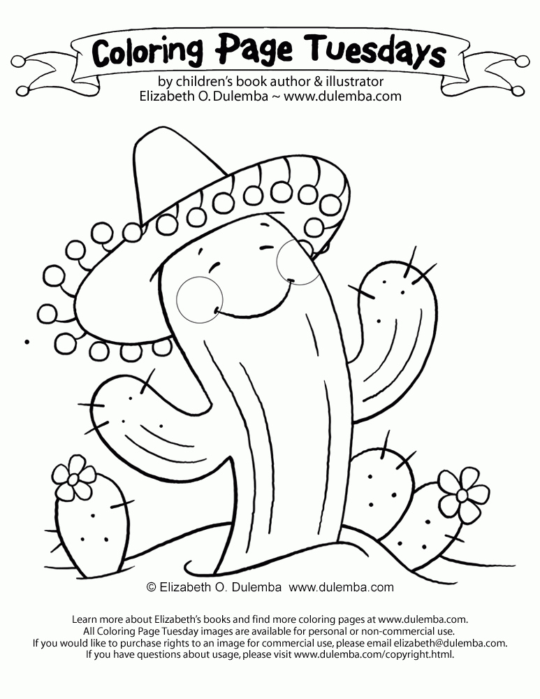 dulemba: Coloring Page Tuesday - Dancing Cactus for Cinco de Mayo!