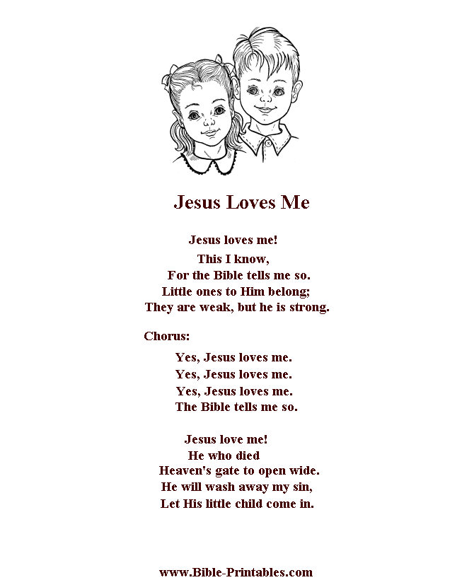 Bible Printables - Children's Songs and Lyrics - Jesus Loves Me