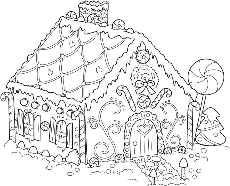 Gingerbread House Coloring Pages | Trang tô màu, Sách tô màu, Noel