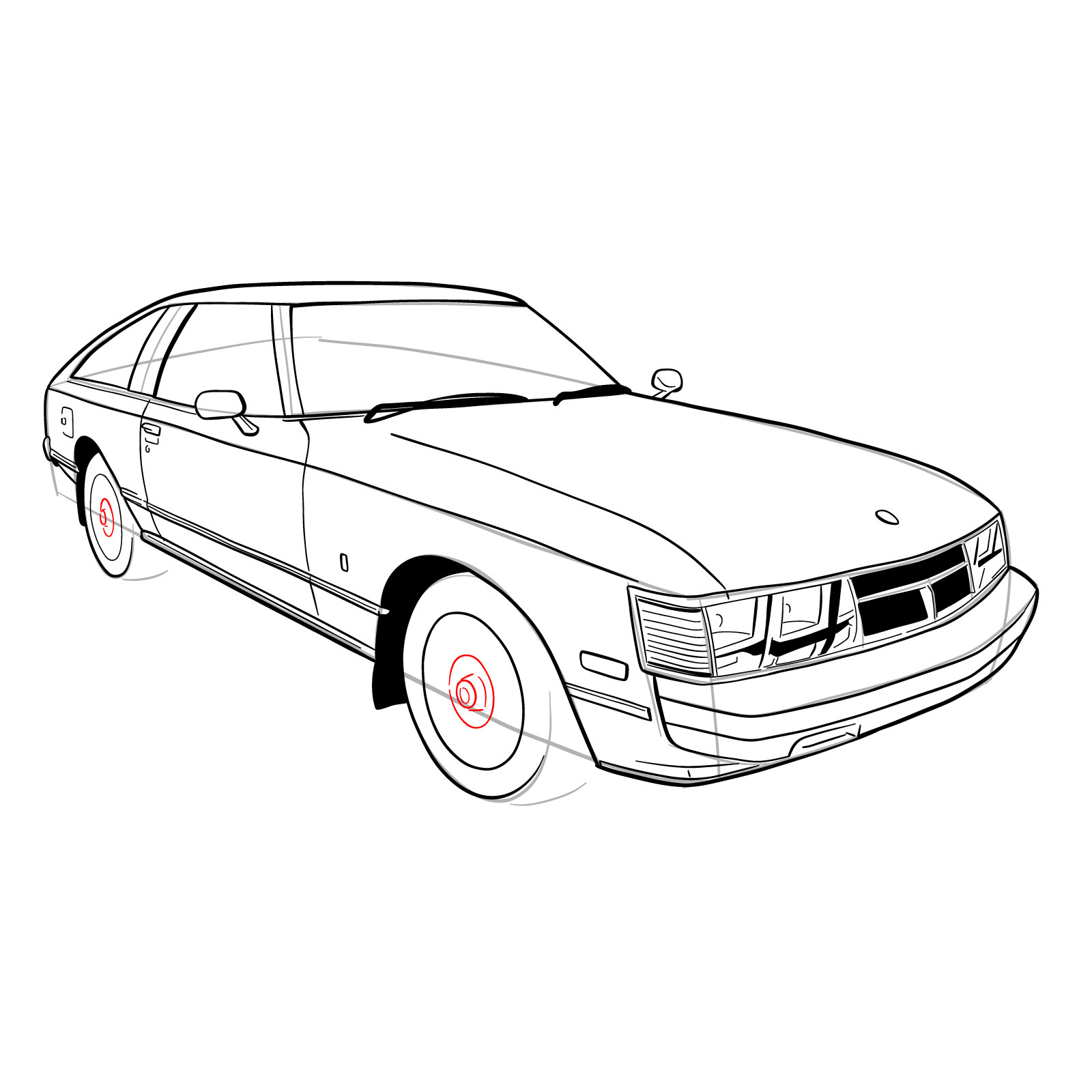 How to draw a 1979 Toyota Celica Supra Mk I Coupe - SketchOk