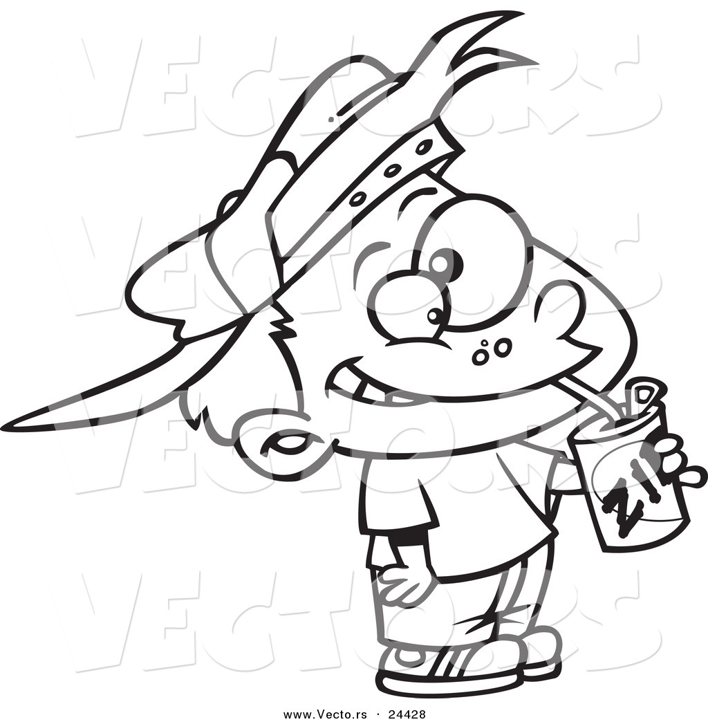 Vector of a Cartoon Thirsty Boy Drinking a Soda - Outlined ...