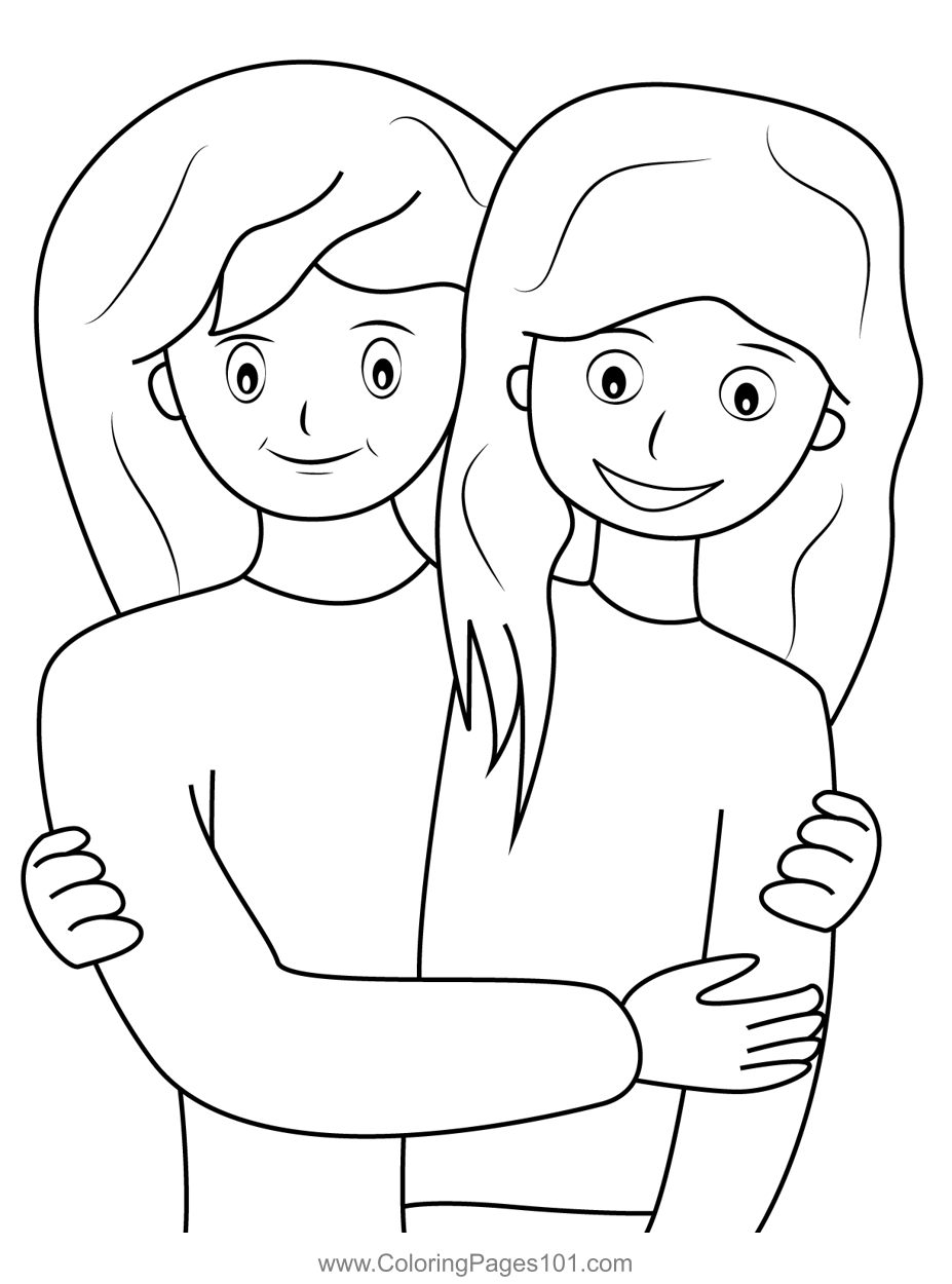 Beautiful Mom and Daughter Coloring Page for Kids - Free Mother's Day  Printable Coloring Pages Online for Kids - ColoringPages101.com | Coloring  Pages for Kids