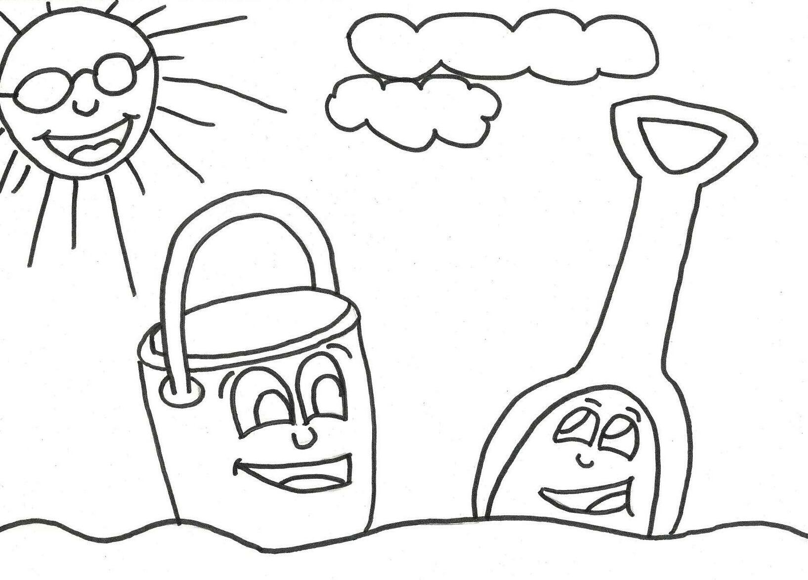 Beach Pail And Shovel Coloring Page drawing free image download