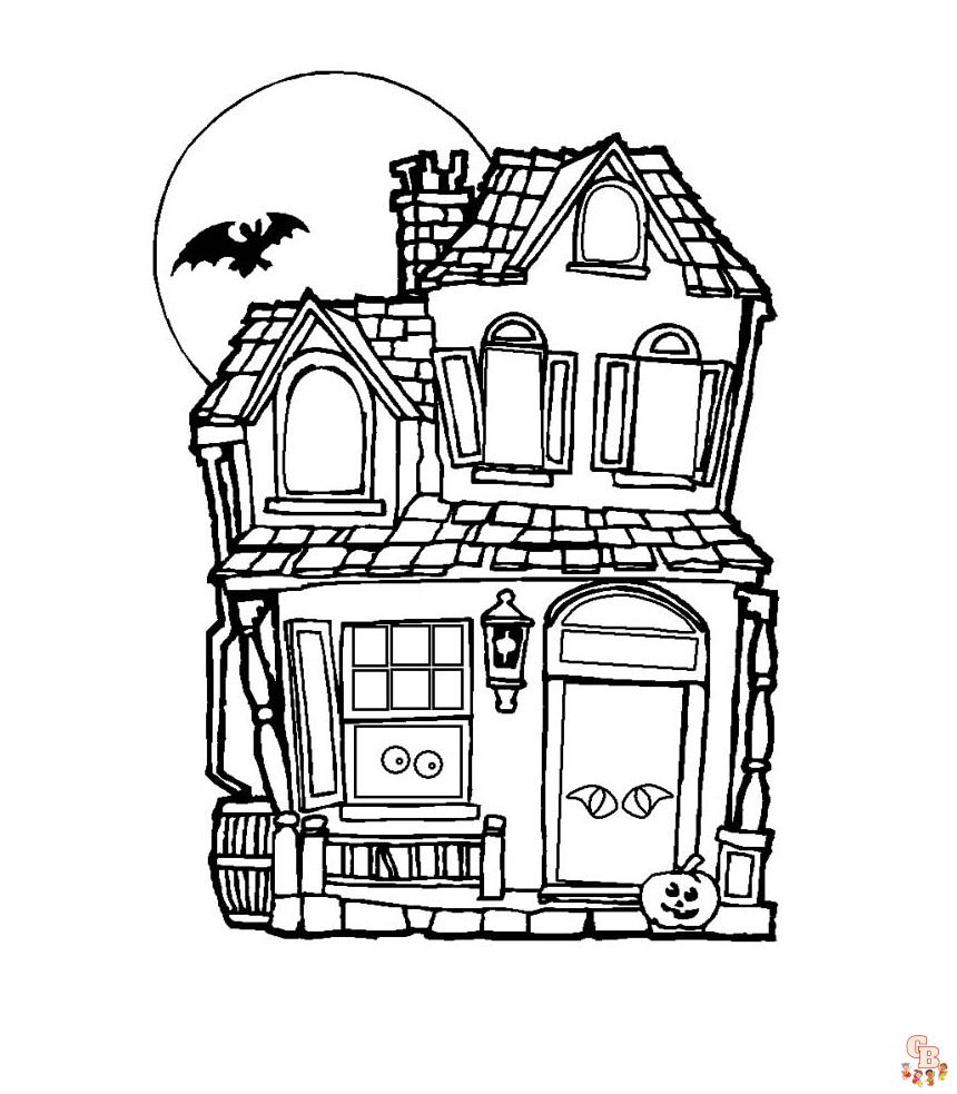 Spooky Fun with Haunted House Coloring Pages | GBcoloring