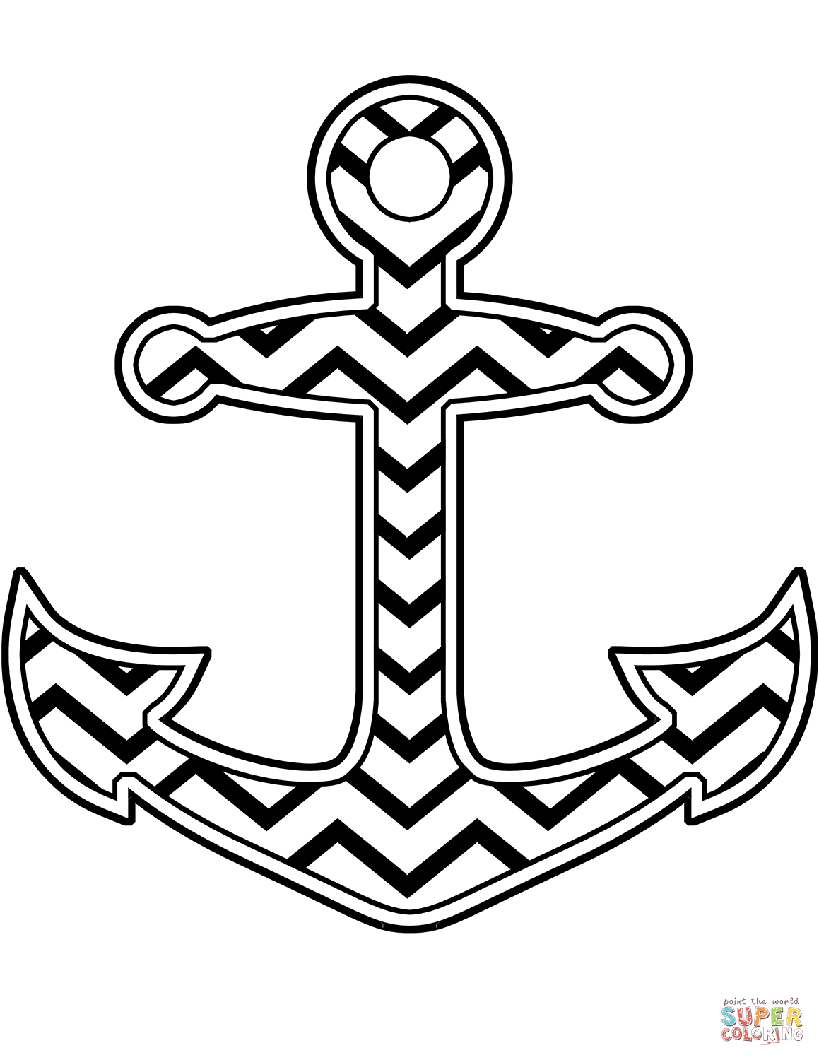 Chevron Anchor coloring page | Free Printable Coloring Pages