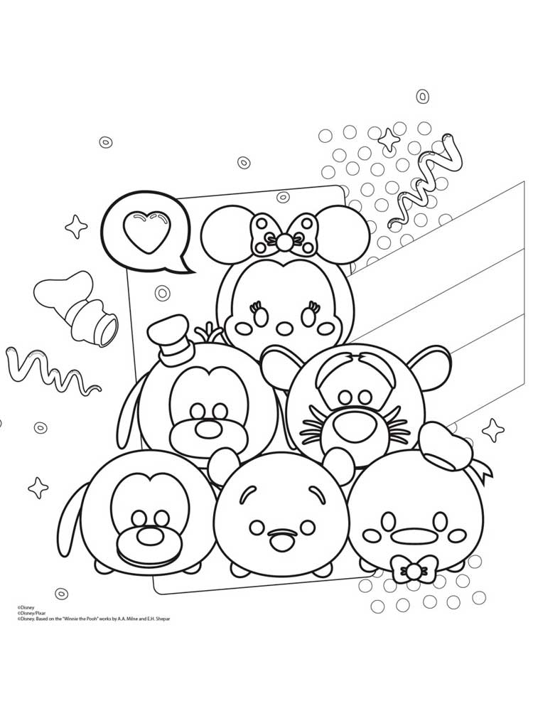 Tsum Tsum coloring pages. Download and print Tsum Tsum coloring pages